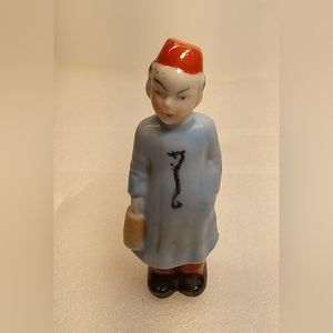 VTG Oriental Man Boy w/Dragon On Kimono Lantern In Hand Porcelain Figurine Japan